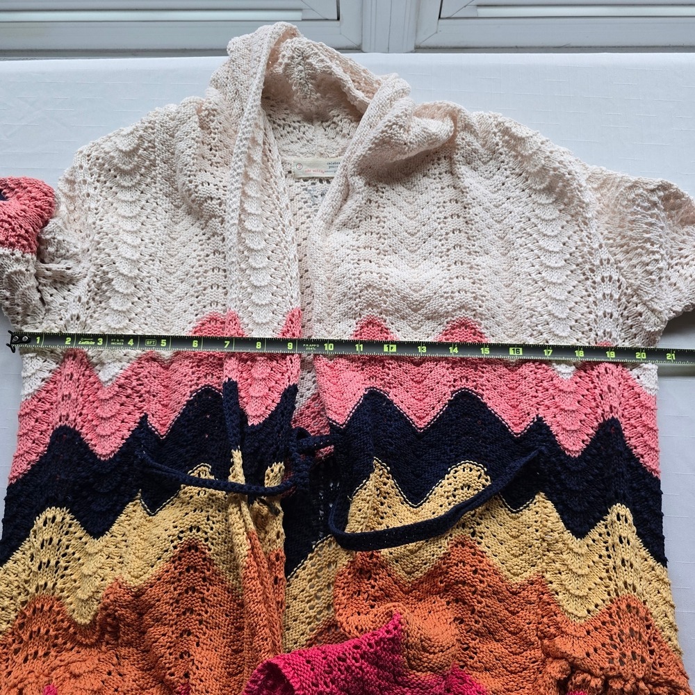 Multicolor Chevron Summer Cardigan CottageCore Boho Romantic Summer - Picture 4 of 7